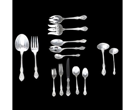 Eighty Three (83) Piece Gorham "King Edward" Sterling Silver Flatware. Includes: 12 knives measuring 9" L, 12 forks measuring