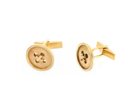 Man's Vintage 14 Karat Yellow Gold Button style Cufflinks. Stamped 14K. Measure 5/8" diameter. Approx. weight: 11.6 grams. Co