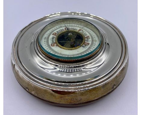 A Silver framed barometer (Chester Hallmark)