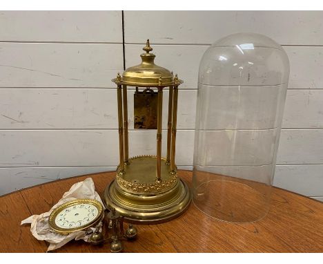 A brass Portico or bandstand clock under dome. A/F