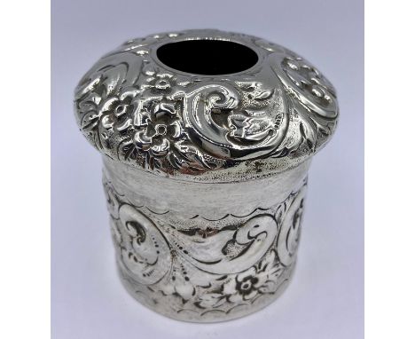 A Hallmarked silver, London 1894, hair tidy with foliate design (103g)