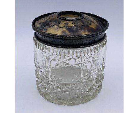 A cut glass silver and tortoiseshell hair tidy.