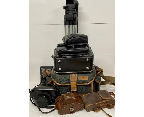 A selection of Vintage cameras and camera equipment