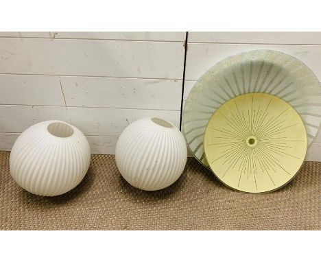 Four vintage glass ceiling light shades 