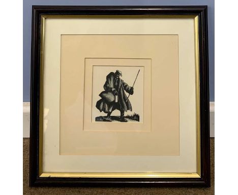 After Claire Leighton (British,1898-1989), "Tramps", monochrome lithograph, issued 1936, 3.5x3.25, mounted, framed and glazed