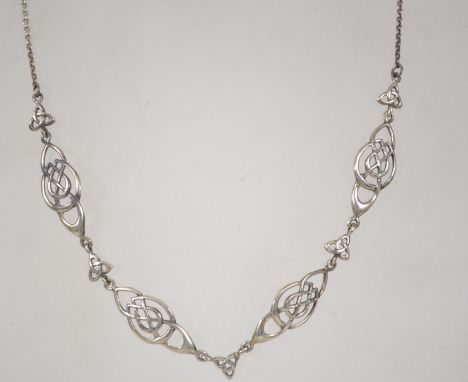 A sterling silver 925 necklace chain having a Celtic Knot design with bolt ring clasp.Chain measures 18 inches and weighs 9.1