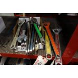 (3) 18" CRESCENT WRENCHES, (2) BOXES OF ASSORTED CRESCENT WRENCHES