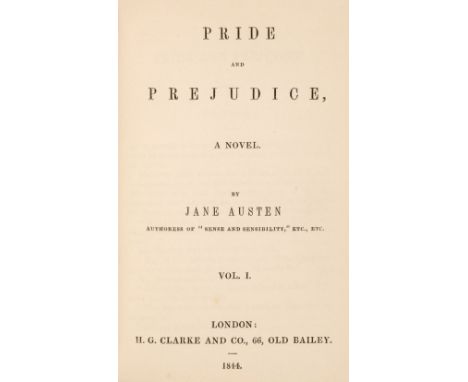 Austen (Jane). Pride and Prejudice, 2 volumes, H.G. Clarke and Co., 1844, half-titles, lacks final blank at rear of volume 1 