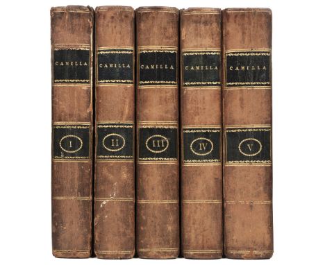 Burney (Frances, 'Fanny'). Camilla: or, A Picture of Youth, 5 volumes, 1st edition, London: T. Payne...and T. Cadell Jun. and