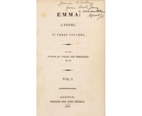 [Austen, Jane]. Emma: A Novel in Three Volumes. By the Author of "Pride and Prejudice," &amp;c. &amp;c., 3 volumes, 1st editi