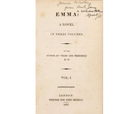 [Austen, Jane]. Emma: A Novel in Three Volumes. By the Author of "Pride and Prejudice," &amp;c. &amp;c., 3 volumes, 1st editi