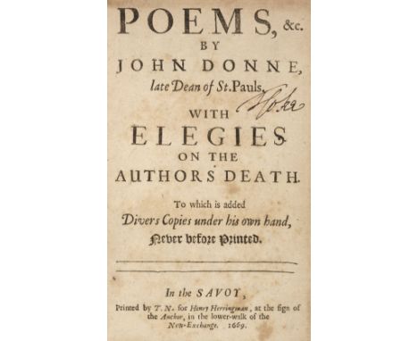 Donne (John). Poems, &amp;c... with Elegies on the Author's Death, 5th edition, London: T[homas] N[ewcomb] for Henry Herringm