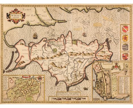 Isle of Wight. Speed (John), Wight Island, John Sudbury &amp; George Humble [1614], hand-coloured engraved map, inset town pl