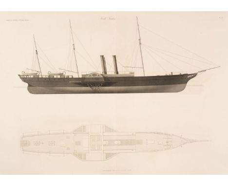 * Maritime. Fifteen Cross Sections and Elevations of Ships, Day &amp; Son, 1864, large uncoloured engravings of various vesse