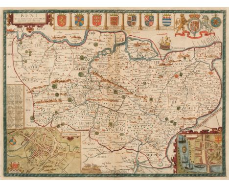 Kent. Speed (John), Kent with her Cities and Earles described and observed, Thomas Bassett &amp; Richard Chiswell, 1676, hand