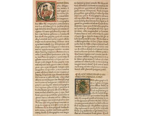 * Incunable Leaf. An single folio printed leaf from Ptolemy's Cosmographia, Ulm, Lienhart Holle, 1482, fine double-column pri