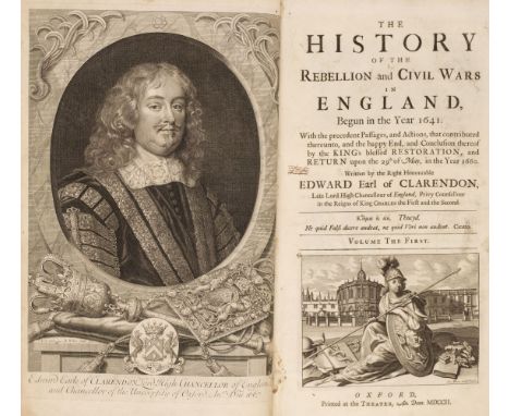 Clarendon (Edward, Earl of). The History of the Rebellion and Civil Wars in England, 1st edition, 3 volumes, Oxford: Printed 