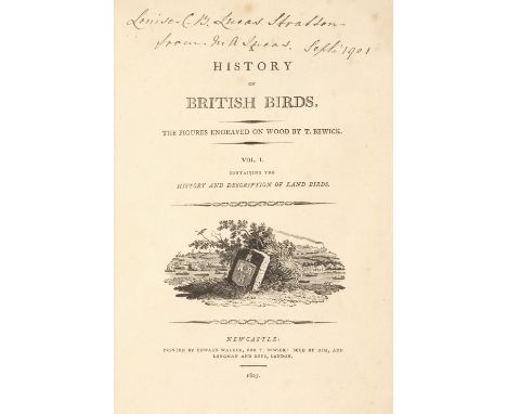 Bewick (Thomas). A History of British Birds, 2 volumes (Land/Water Birds), 5th edition/1st edition respectively, Newcastle: E