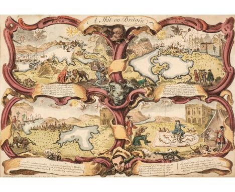 * Bickham (George). A Skit on Britain, 1740, four allegorical maps and designs (on one sheet) displayed within rococo frames 