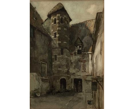 Anton Van Anrooy (1870-1932) watercolour - Dutch Courtyard, signed, 36cm x 24cm, in glazed frame