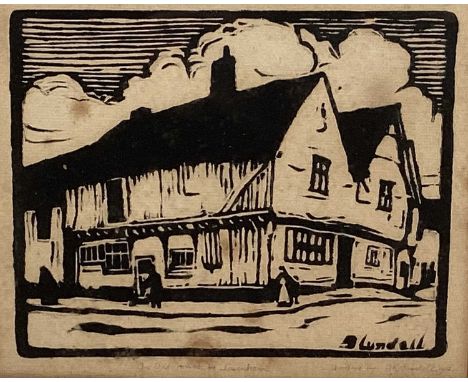 Alfred Blundell (1883-1968) signed woodblock print - The Old House Lavenham, signed and titled in pencil below, 15cm x 19cm, 