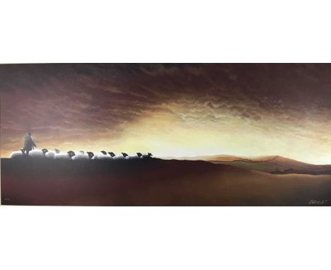 Mackenzie Thorpe (1956-) 'Through Til Dawn', limited edition print, 49cm x 113cm, framed
