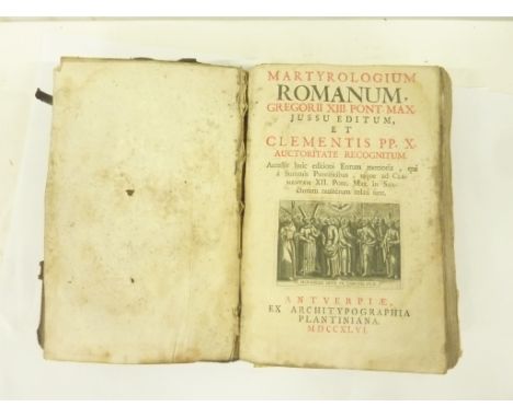PLANTIN (Pubs).  Martyrologium Romanum. Title vignette & rubricated text. Antwerp, 1746. Between the body of the text & the i