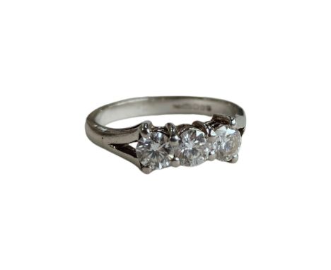 PLATINUM &amp; DIAMOND 3 STONE RING WITH CIRCA 0.78 CARAT OF DIAMONDS 