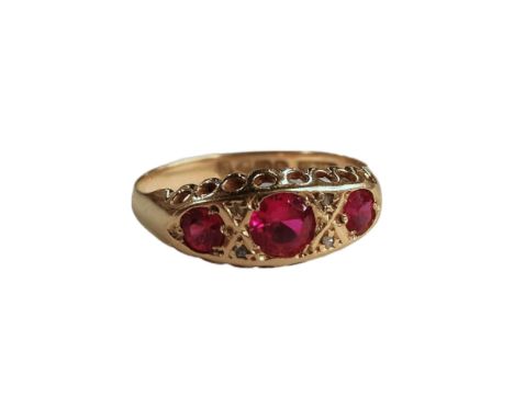 18 CARAT YELLOW GOLD RUBY &amp; DIAMOND RING 