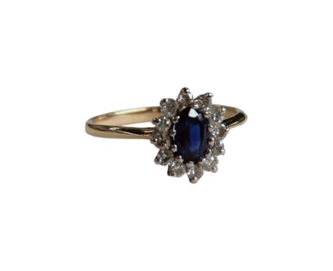 9 CARAT GOLD SAPPHIRE &amp; DIAMOND RING 