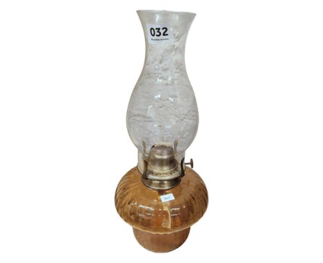 AMBER GLASS WALL HANGING OIL LAMP 