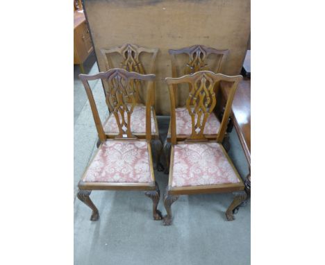 A set of four Chippendale Revival mahogany dining chairs, a/f