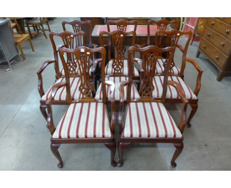 A set of eight Chippendale Revival mahogany dining chairs