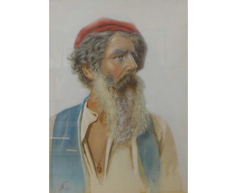 A portrait of an Italian gentleman, watercolour, monogrammed and dated 1926, 36 x 26cms and two others