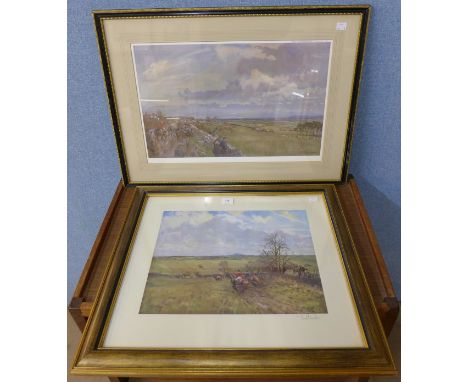 Four fox hunting prints, framed