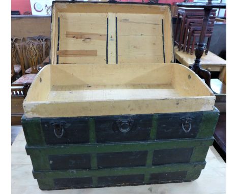 A painted steamer trunk