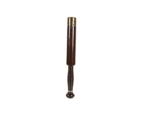 A Vintage wooden Tipstaff with Brass Cap, the turned wooden tipstaff having 4cm cap/collar, with turned grip, 34cm