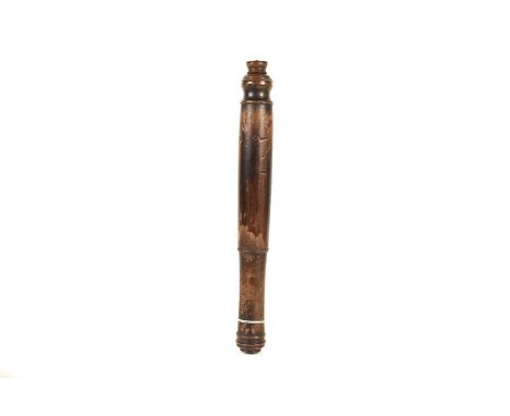 A Vintage wooden Police Constable Tipstaff, having turned design, with shaped decoration to both ends, with partial ribbed gr