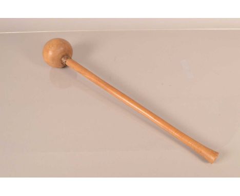 An African Knobkerrie, of typical form, with 49cm long shaft, to bulbous head, 9cm diameter, with wire bound collar