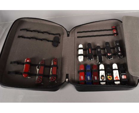 Victorinox - Collector's Case, containing sixteen various Swiss Army Knives, of various Model, Design and Size (parcel)