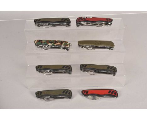 Victorinox - a selection of various knives, including multiple Swiss Soldiers, One Hand Green, Alpineer, One Hand Red/Black, 