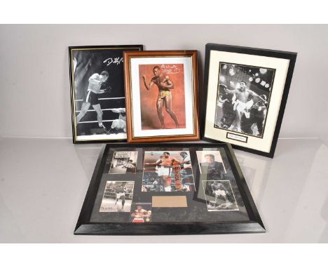 Boxing Autographs, three signed framed and glazed photographs, including Muhammad Ali montage, Frank Bruno, and Billy Walker,