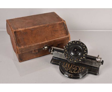 A Lambert Typewriter, No.2398, by The Gramophone &amp; Typewriter Ltd, complete with carry casethe carriage moves well at tim