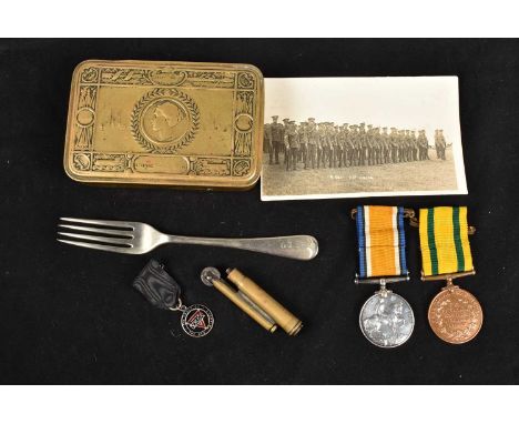 WWI Hampshire Regiment medal, awarded to Private Arthur Vardy (1648), comprising WWI War medal, and a Territorial Force War m