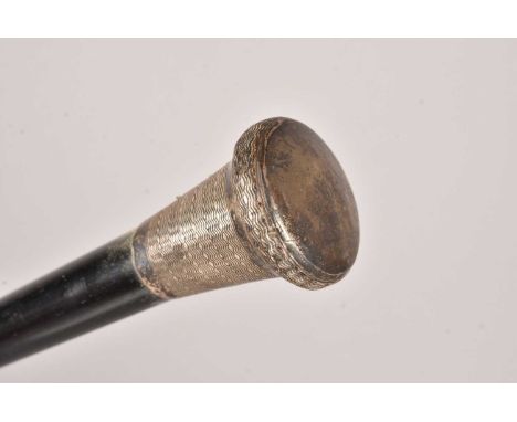 A George V silver topped walking cane, dated London 1865, from P&S, on 86cm long ebonised shaft