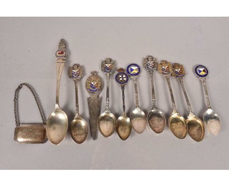 A group of silver souvenir spoons, for various liners, including SS Stratheden, Arcadia, P&O Iberia, Orient Line SS Orsova, P