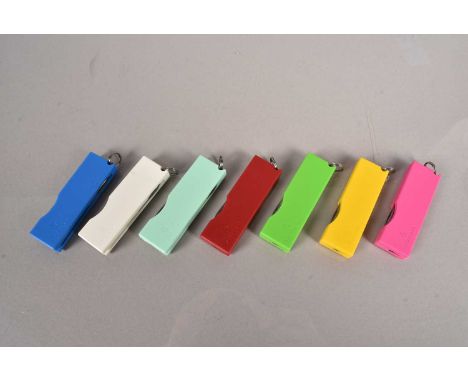 Victorinox - Tomo Series, a group of seven in various colours, including Yellow, White, Blue, Green, Red, Mint and Pink, all 