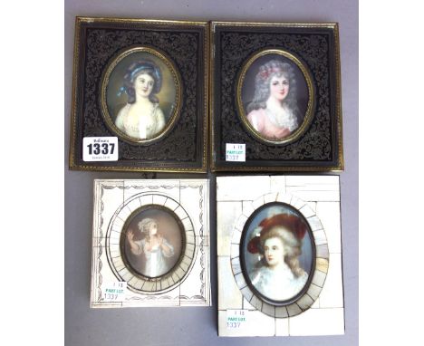 Early 20th century Continental School; a pair of decorative portrait miniatures of fashionable women in the early 19th centur