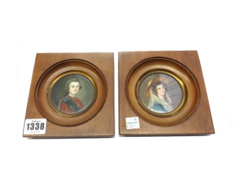 Early 20th century Continental School; a pair of decorative portrait miniatures of a Royal Prince and Princess in the early 1