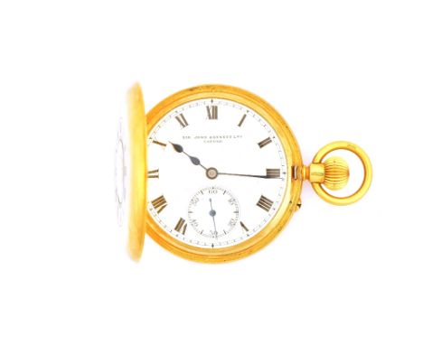 An 18ct gold cased, keyless wind, half hunting cased gentleman's pocket watch, the jewelled lever movement detailed Sir John 